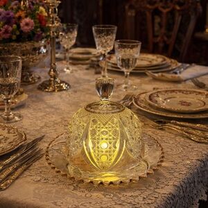 Elegant Glass Cloche Domed Butter Dish